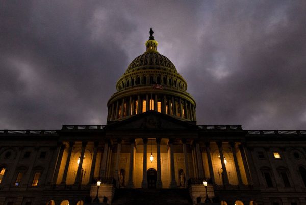 Dusk falls over the US Capitol building on December 20, 2020 in Washington, DC.