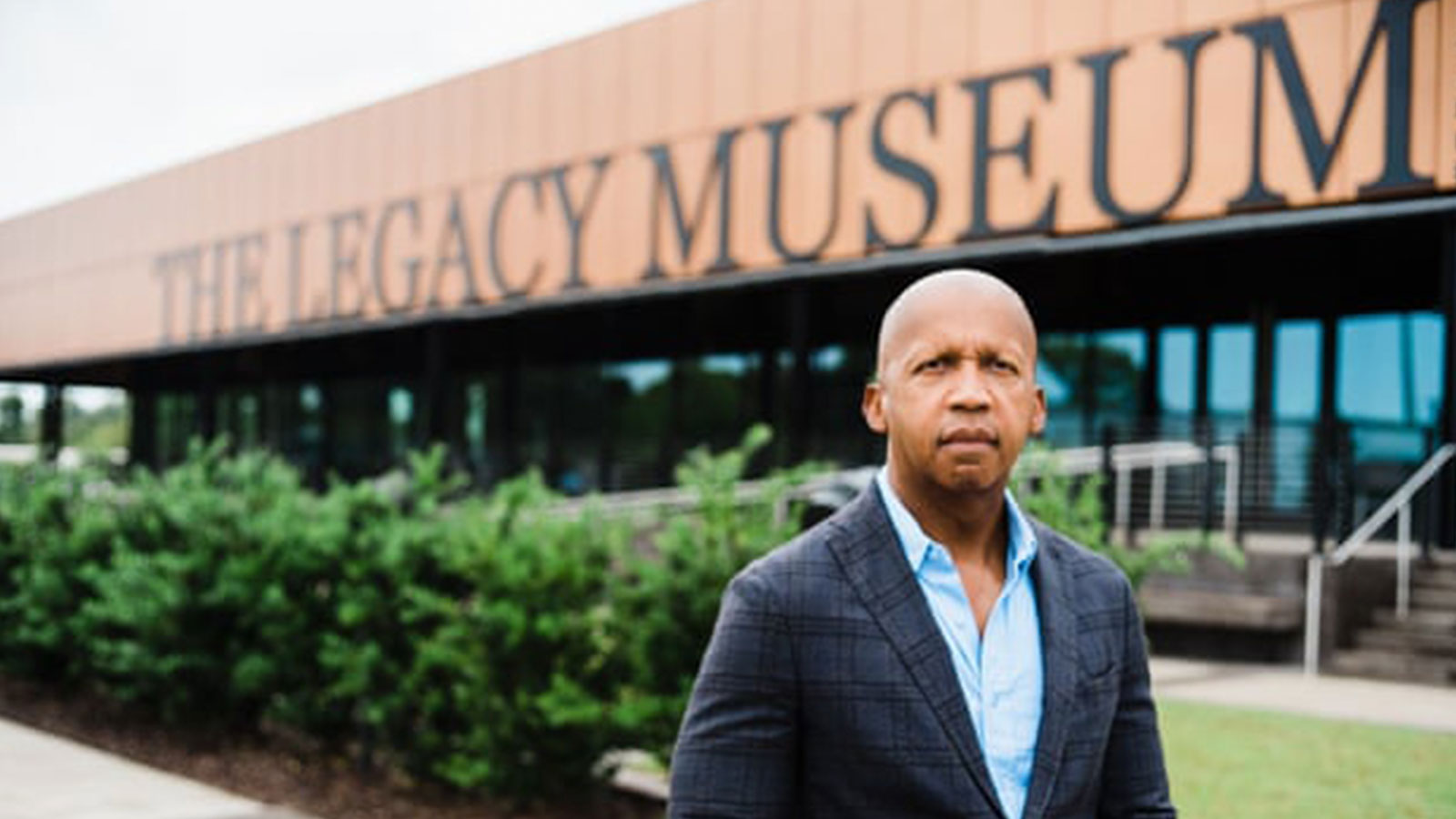 Bryan Stevenson, founder and executive director of the Equal Justice Initiative, stands outside The Legacy Museum. 