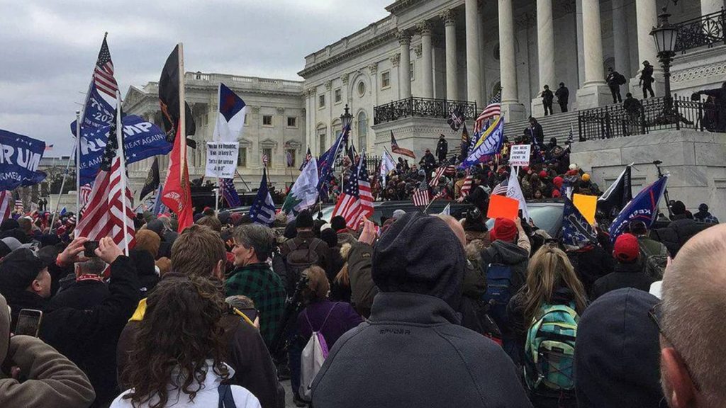 Donald Trump supporters outside the U.S. Capitol Building on January 6, 2021