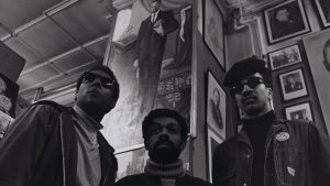 Stokely Carmichael, LeRoi Jones and Al-Amin, far right, at Michaux’s, a bookstore in Harlem, in 1976