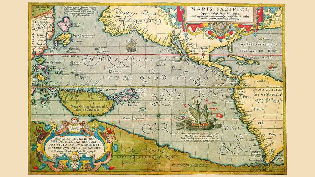 Map of the Pacific Ocean circa 1602.