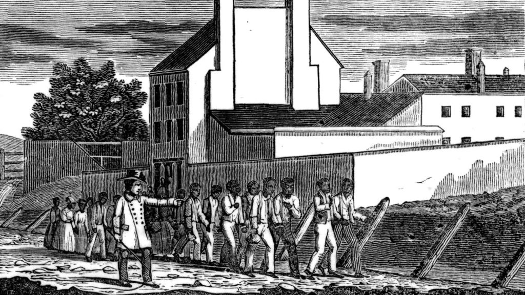 ‘Franklin & Armfield’s Slave Prison’; detail from an 1836 antislavery broadside depicting the offices of the slave-trading firm Franklin & Armfield in Alexandria, Virginia