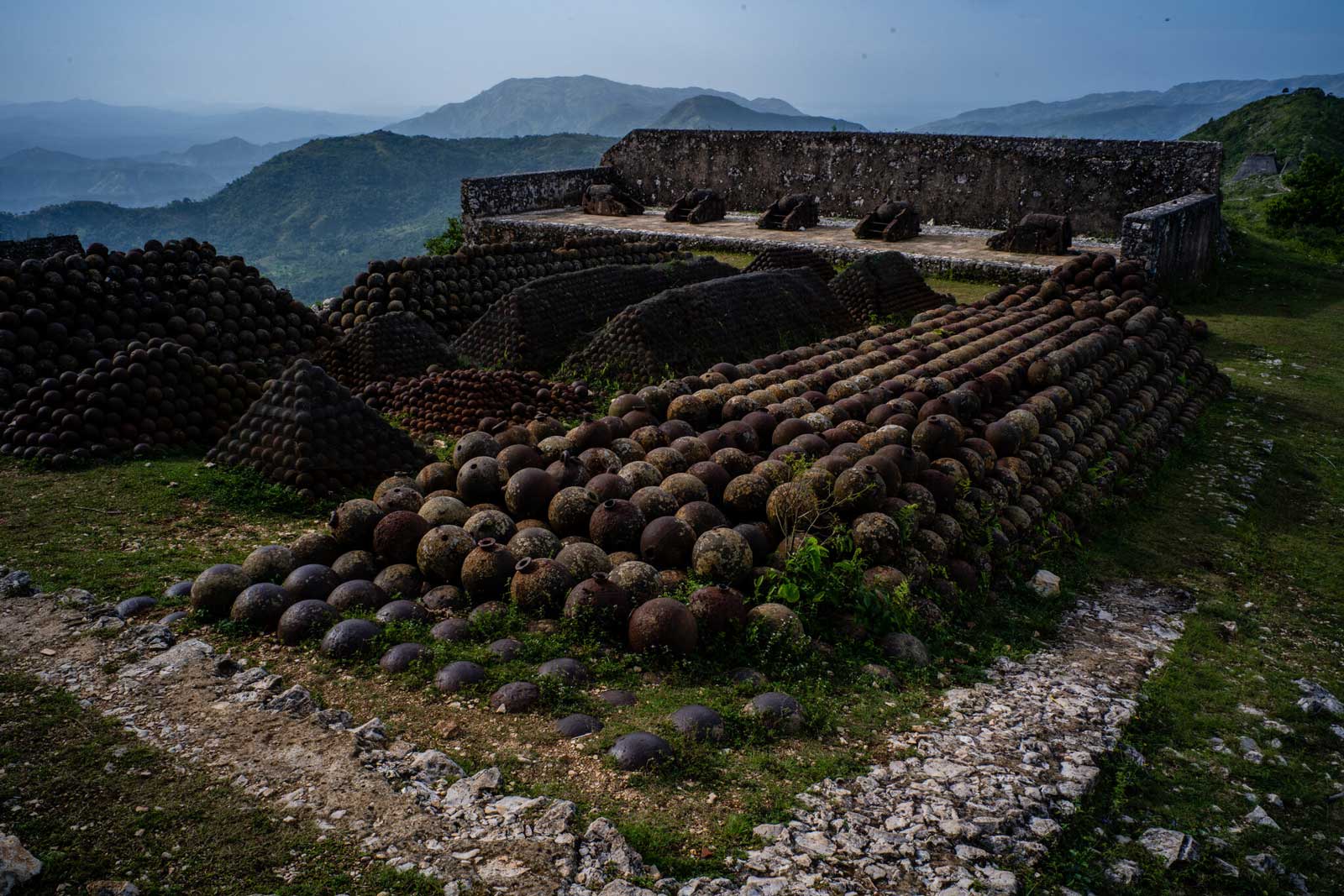 Cannonballs at the Citadelle, stacked to defend against a feared French invasion. 
