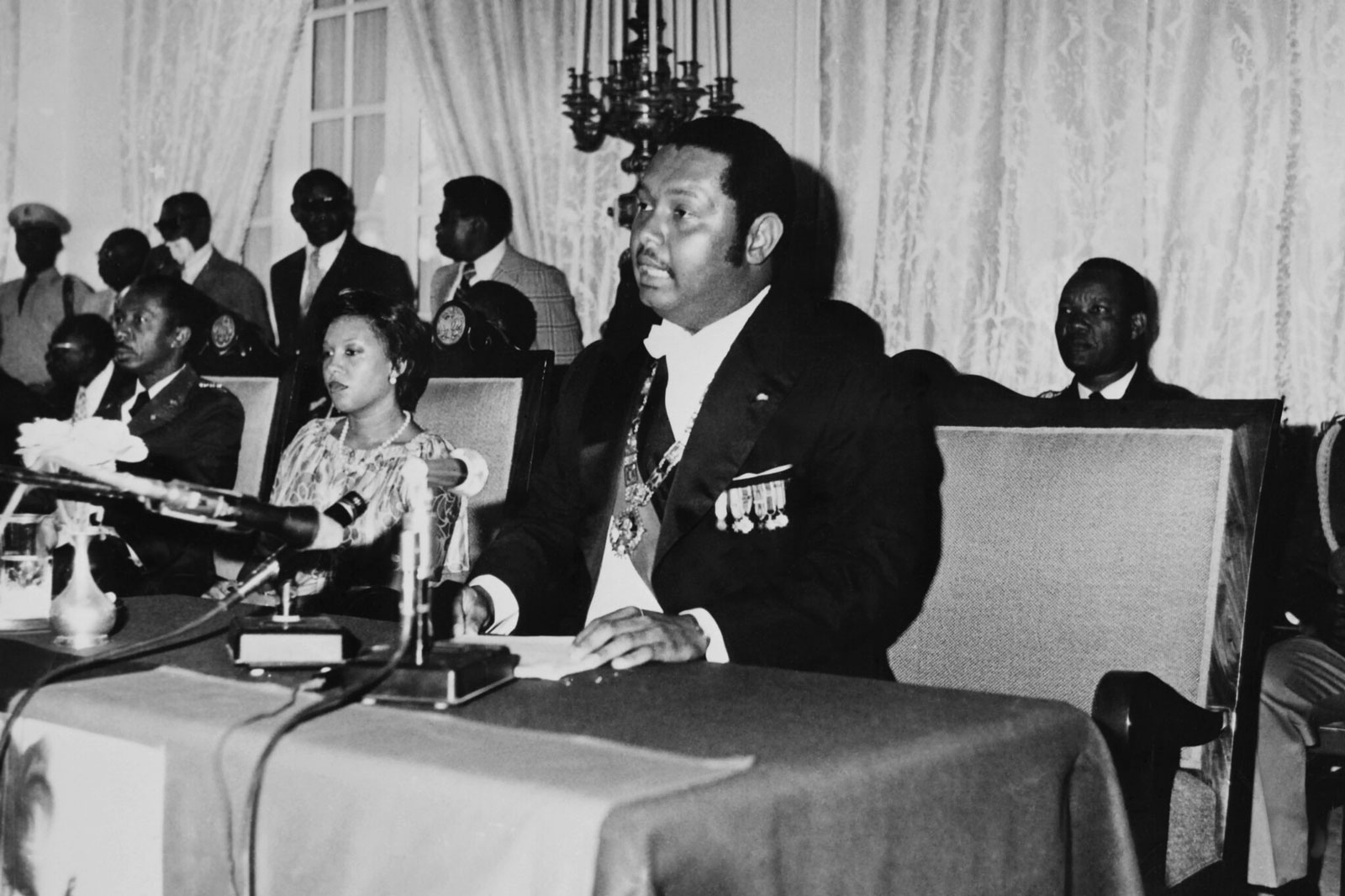 Jean-Claude Duvalier, known as “Baby Doc,” giving a speech in Port-au-Prince in 1976