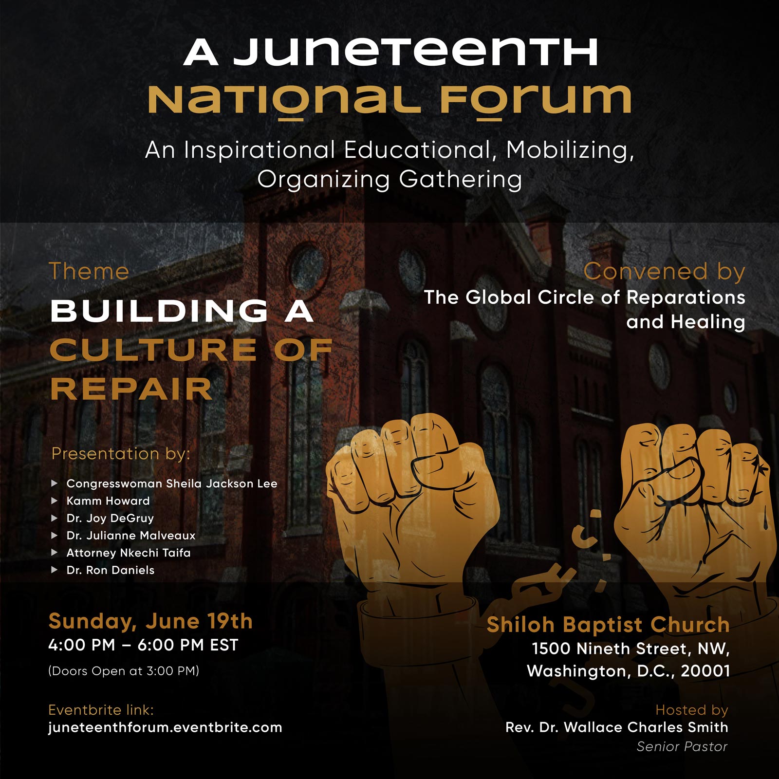 Sunday, June 19, 2022 — Building a Culture of Reparation: Juneteenth National Forum on Reparations