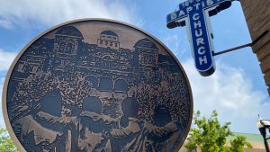 A marker memorializes Addie Mae Collins, Cynthia Wesley, Carole Robertson and Carol Denise McNair—four girls who were killed by white supremacists in the terrorist bombing of 16th Street Baptist Church in Birmingham on Sept. 15, 1963.