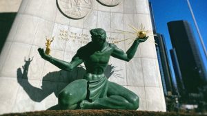 The Spirit of Detroit outside the Coleman A. Young Municipal Center, Detroit