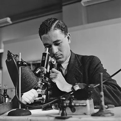 A scientist photographed in London in 1948. Photograph: Keystone Features/Getty Images