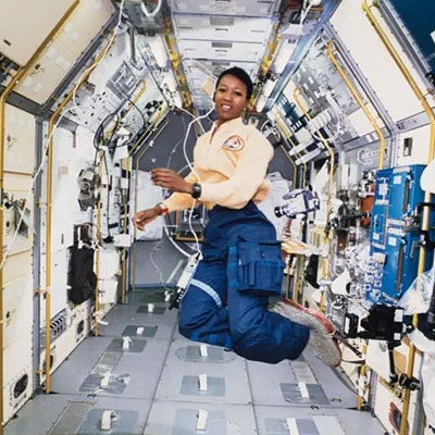 The first black woman in space, Mae Jemison. The American engineer and astronaut is pictured aboard Nasa’s Endeavour space shuttle in 1992.