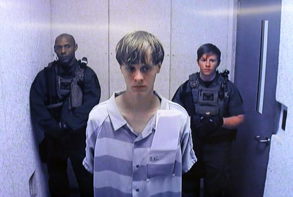 White nationalist Dylann Roof appears in court on June 19, 2015, after his arrest in the mass shootings at a Black church in South Carolina.