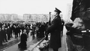 Former German chancellor Willy Brandt German falls to his knees before the monument to the Warsaw Ghetto Uprising in Warsaw, Poland, on Dec. 7, 1970.