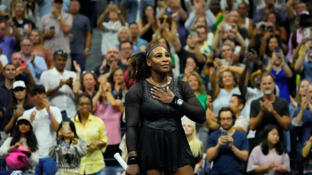 Serena Williams acknowledges the crowd after losing to Ajla Tomljanović during the U.S. Open, on September 2nd, in New York.