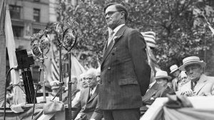 Governor Eugene Talmadge of Georgia speaking during Flag Day ceremonies in 1933.