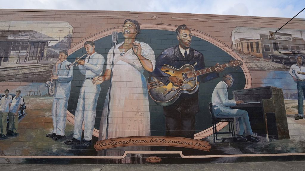A mural honoring the history of Russell City in what is now Hayward