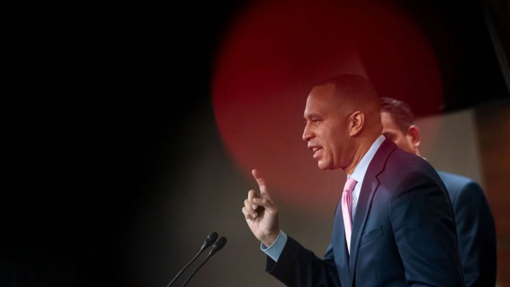Democratic Leader Rep. Hakeem Jeffries (D-NY) speaks during a news conference on January 5, 2023 in Washington, DC.