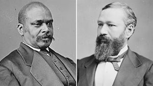 Oscar Dunn, ca. 1860-1865, left, and P.B.S. Pinchback, ca. 1870-1880.