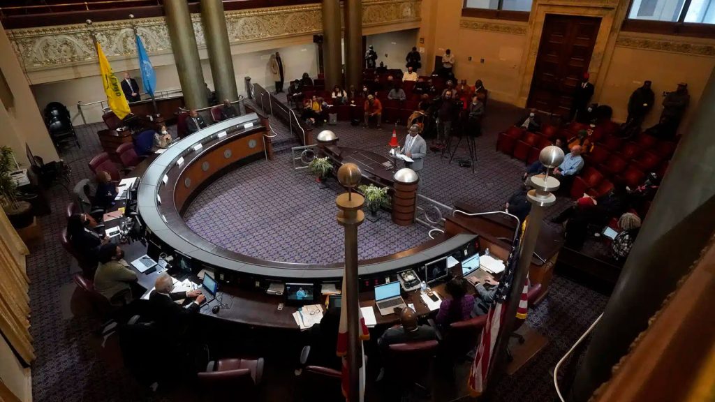 Members of the Task Force to Study and Develop Reparation Proposals for African Americans listen to public comment during a meeting in Oakland, Calif., Wednesday, Dec. 14, 2022.