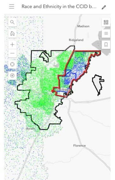 Race and Ethnicity in the CCID by Dot Density (Race and Ethnicity in the CCID by Dot Density (Census 2020) Jackson MSCensus 2020) Jackson MS