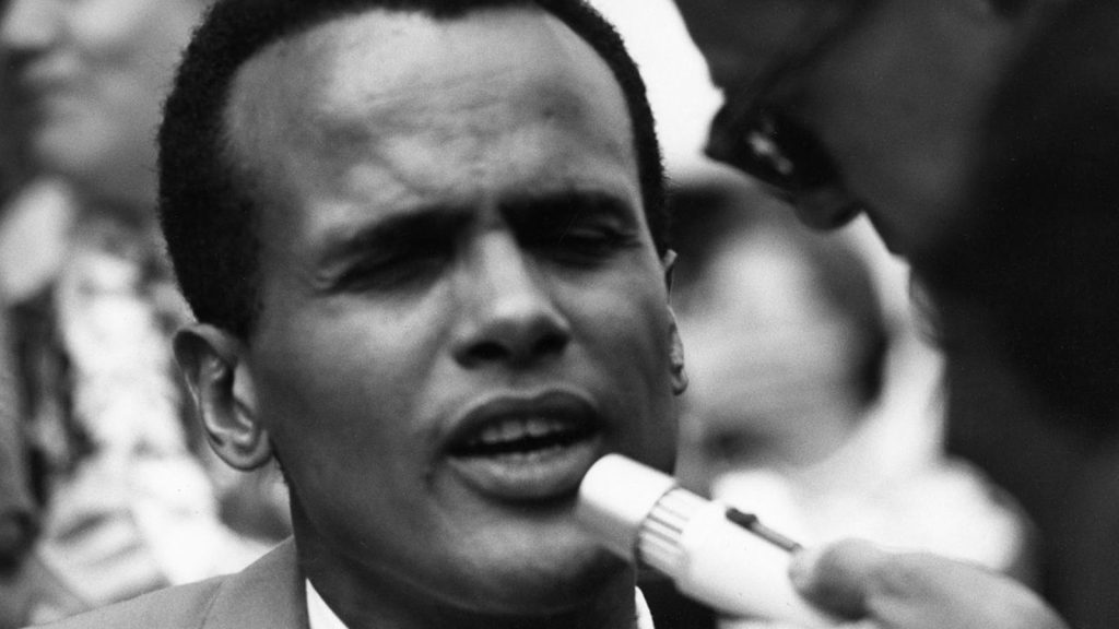 Civil Rights March on Washington, D.C. Close-up view of Actor and Vocalist Harry Belafonte.
