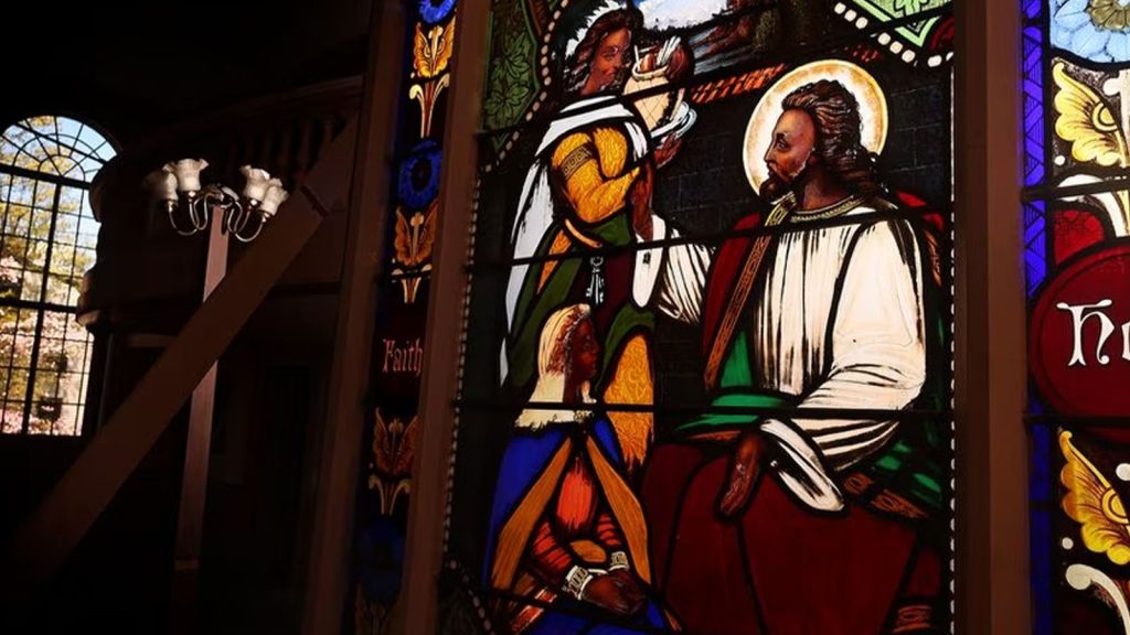 A former Warren, R.I., church undergoing renovations to become a private home has yielded a historic discovery: a Reconstruction-era stained glass window that depicts Jesus as a man of color, which researchers think may be without precedent for the period.