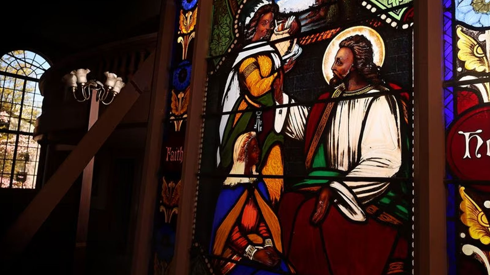 In Rhode Island, a stained-glass window shows Christ as a man of color
