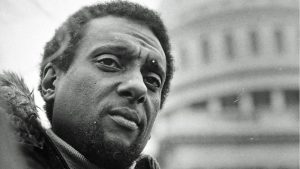 Kwame Ture (the former Stokely Carmichael) of the All African People’s Revolutionary Party, prepares to address anti-draft demonstrators on the steps of the U.S. Capitol March 22, 1980.