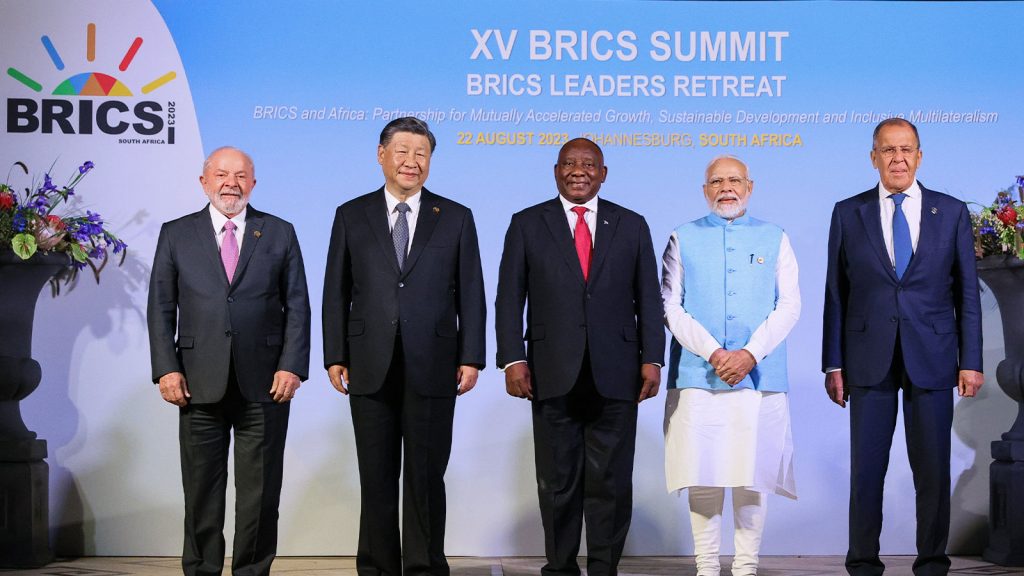 High-level representatives of Brazil, China, South Africa, India, and Russia, Aug. 23, 2023.