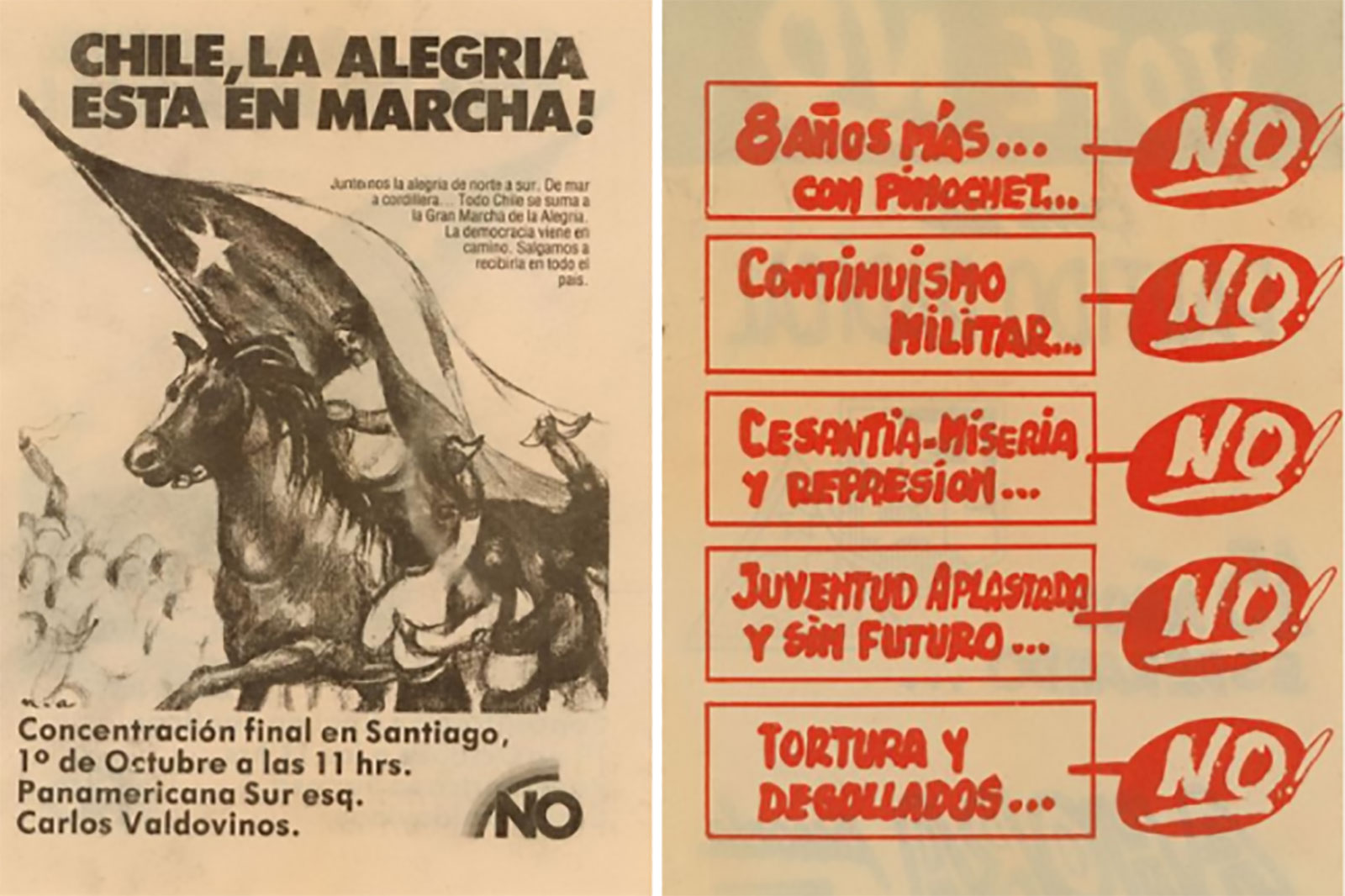Campaign materials in favor of a "No" vote against Pinochet's continued rule in the 1988 plebiscite. 