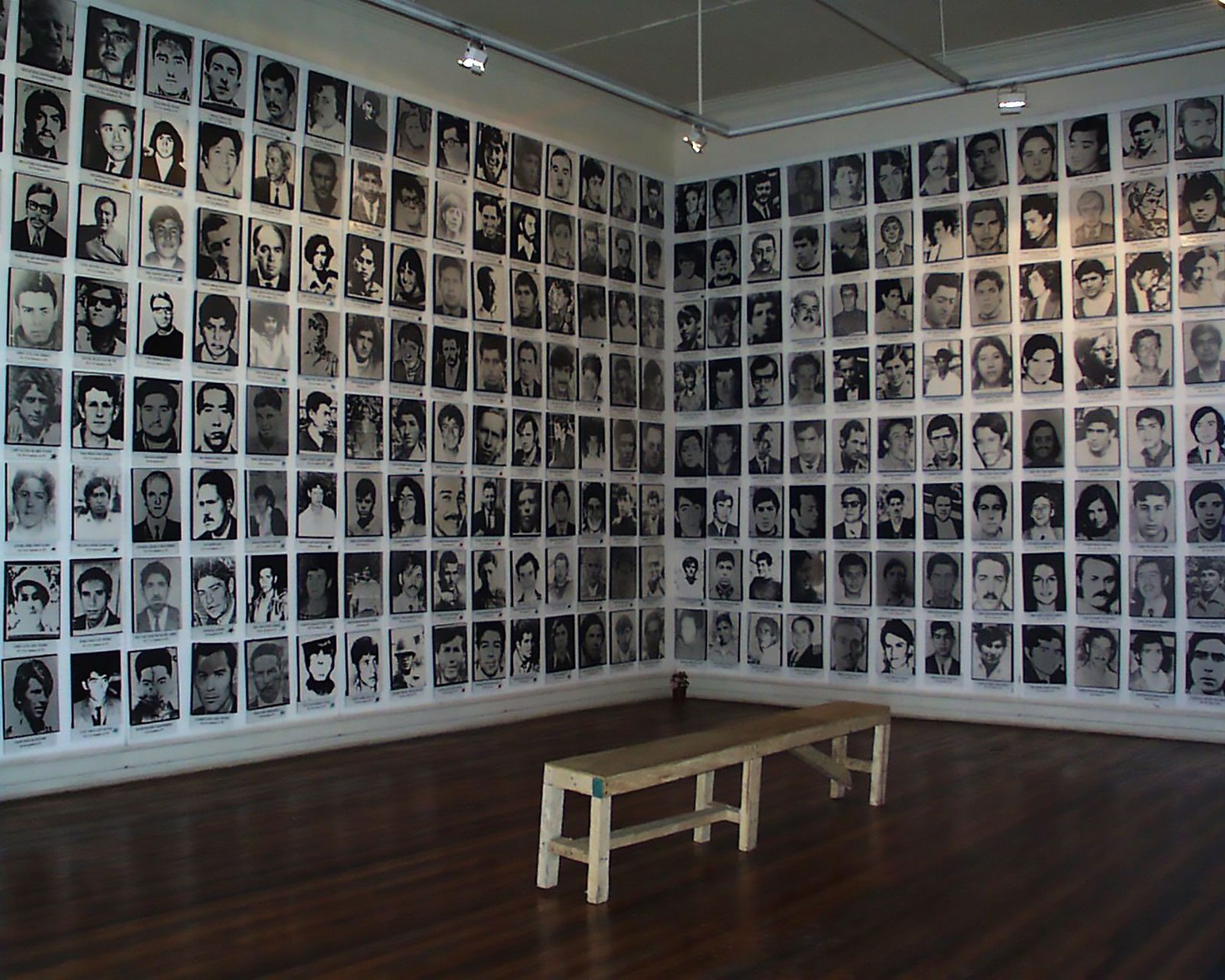 Photos of people who were disappeared in Chile in the wake of September 11, 1973, exhibited by the Fundación Salvador Allende on the 30th anniversary of the coup in 2003. 