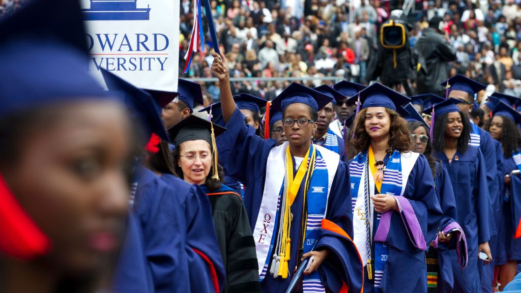 Howard University students assemble for a graduation ceremony in 2016.