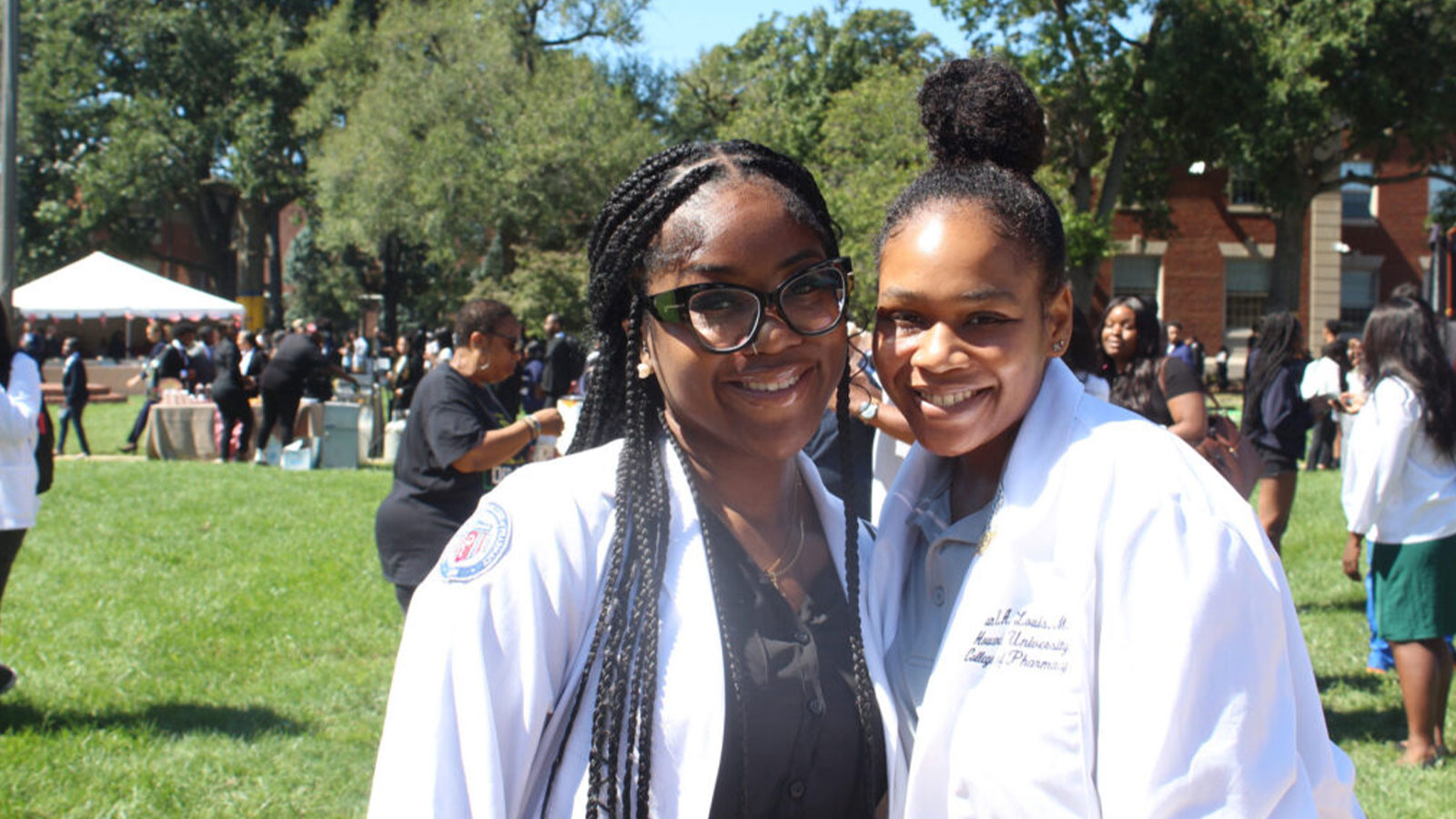 School of Pharmacy students Alvina Okafor (left) and Jordan Louis. 