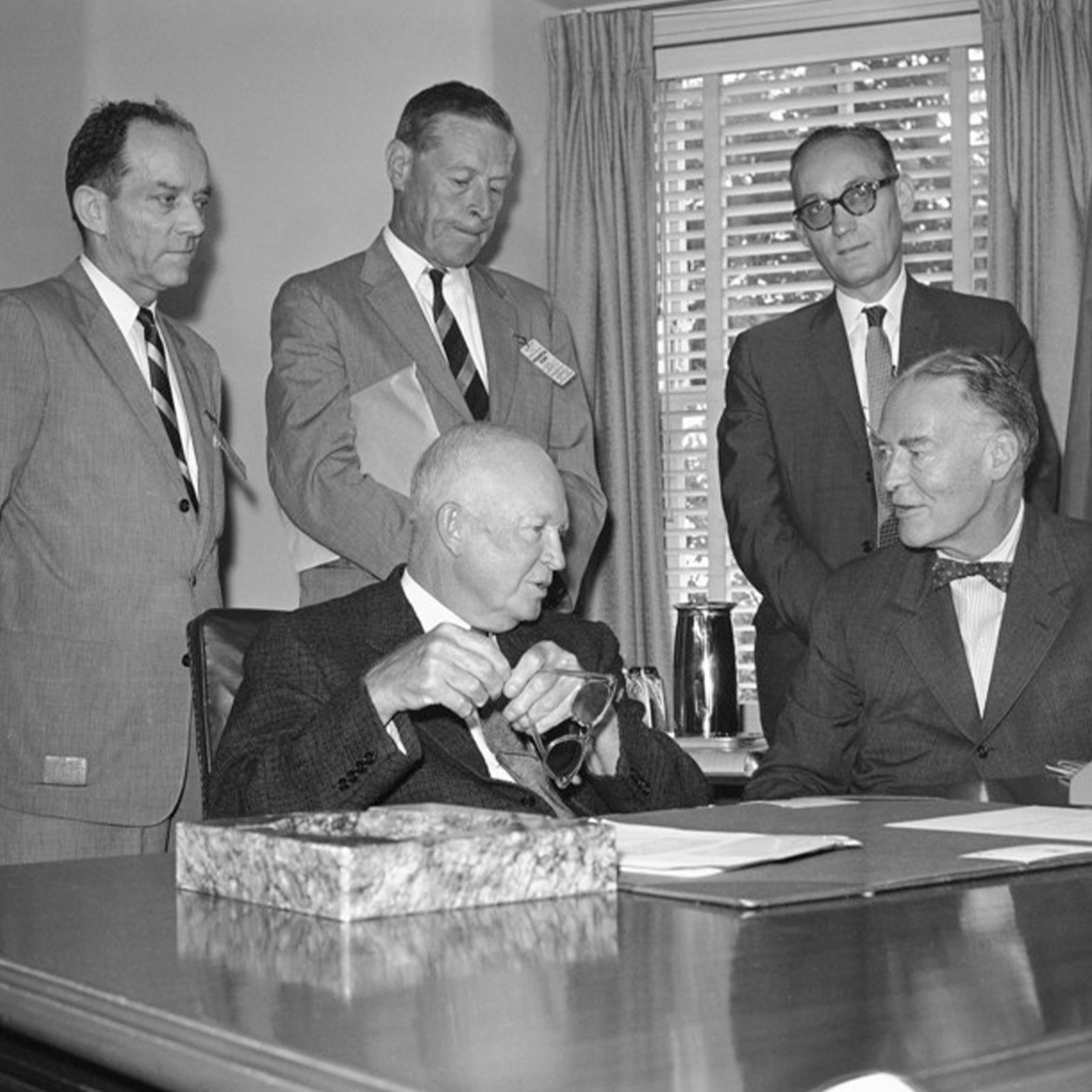 President Dwight Eisenhower with foreign policy aides, Herter on July 19, 1960.