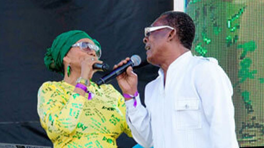 Marcia Griffiths and Ken Boothe performing at Groovin’ in the Park, Queens, New York (Photo by Toni Dubois)