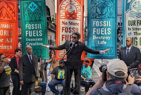 September 19, 2023: Speaking at a march for the Global Fight to End Fossil Fuels in New York. Photo: Courtesy of Dr. Cornel West