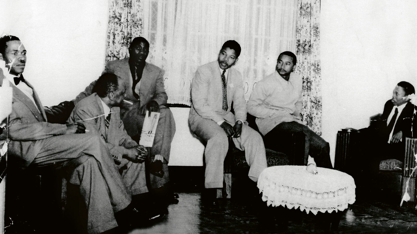 Mandela, third from right, with friends in Soweto in the 1950s. "My father always talked about the fact that the intention of the ANC (African National Congress political party) was always a peaceful transition, so that all South Africans could benefit equally," said Dr. Mandela. "However, when he and his colleagues saw that the response from the South African apartheid government was brutal force and murder, they then resorted to an armed struggle because they were at the end of their tether."