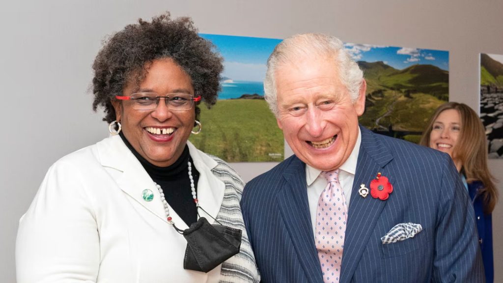 Mia Mottley with King Charles at Cop26 in Glasgow in 2021.