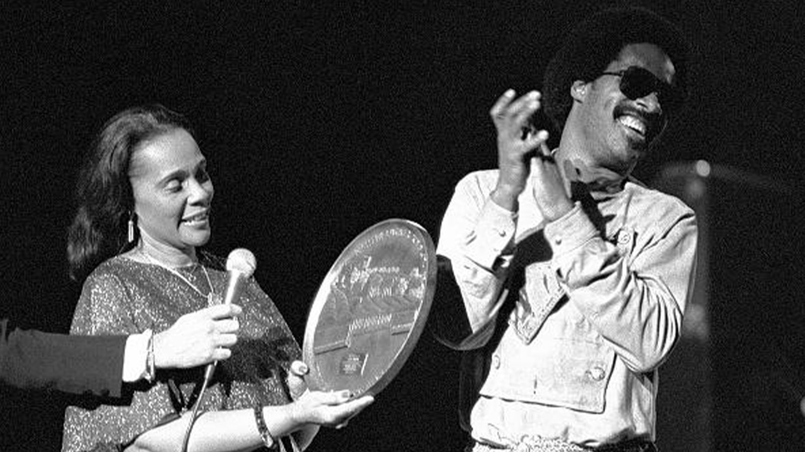 Coretta Scott King and Stevie Wonder during M.L.K Gala at The Atlanta Civic Center in Atlanta Georgia, January 01, 1982 