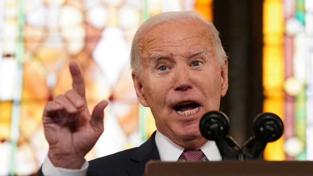 U.S. President Joe Biden gestures as he delivers a speech during a campaign event at the Mother Emanuel AME Church, the site of the 2015 mass shooting, in Charleston, South Carolina, U.S., January 8, 2024.
