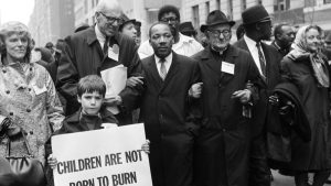 Civil rights leader Martin Luther King Jr., center, leads an anti-Vietnam War demonstration on March 16, 1967, in New York City.
