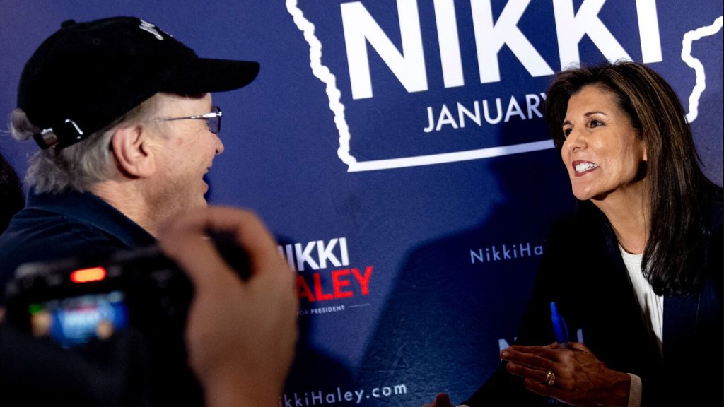 Republican presidential candidate Nikki Haley at a campaign event Thursday in Ankeny, Iowa.