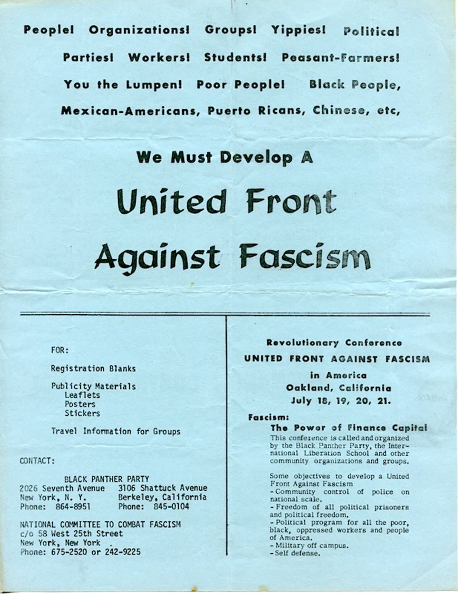 Flyer: United Front Against Fascism