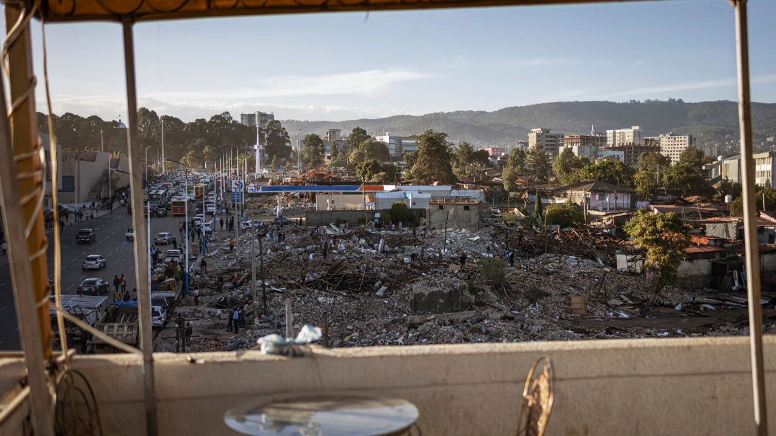 The extent of the destruction of buildings in Piassa can be seen from a terrace in the Addis Ababa neighbourhood. 