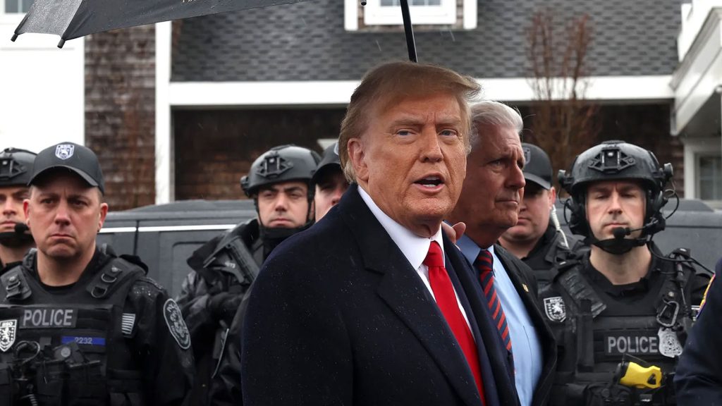 Donald Trump at the Massapequa Funeral Home on March 28, 2024 in Massapequa, New York