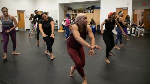 Barbara Jean Baptiste dances at a Haitian folkloric dance class at Tradisyon Lakou Lakay Inc.