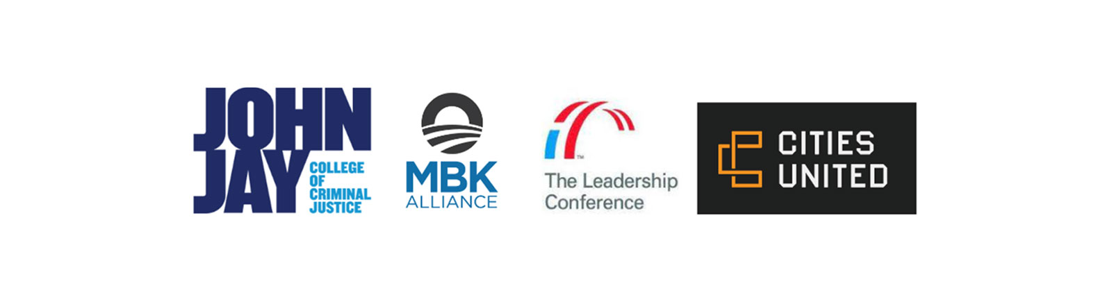 Logos: John Jay College, Cities United, My Brothers Keeper Alliance, Leadership Conference