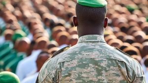 African army general facing crowd