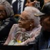 Survivors and siblings Viola Fletcher and Hughes Van Ellis listen as U.S. President Joe Biden delivers remarks on the centennial anniversary of the Tulsa race massacre during a visit to the Greenwood Cultural Center in Tulsa, Oklahoma, U.S., June 1, 2021.