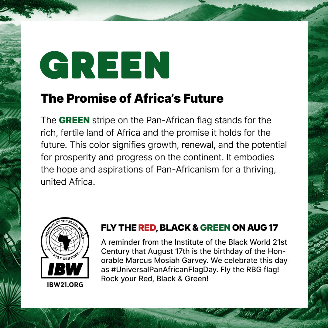 What does green symbolize in the Pan-African flag? — The Symbol of Unity: Unveiling the Red, Black & Green by the Institute of the Black World 21st Century