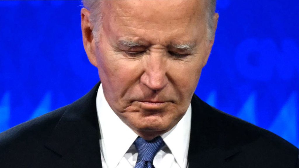 Joe Biden at the first presidential debate of the 2024 elections at CNN's studios in Atlanta, Georgia, on June 27, 2024.