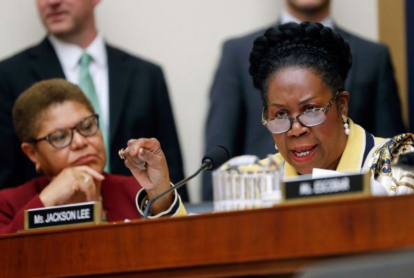 Rep. Sheila Jackson Lee, D-Texas, right, speaks during a hearing about reparation for the descendants of slaves before the House Judiciary Subcommittee on the Constitution, Civil Rights and Civil Liberties, at the Capitol on June 19, 2019.